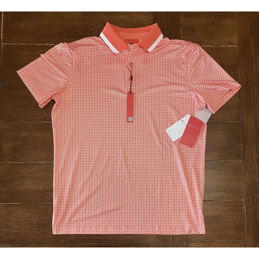 Redvanly Men’s Size S Divine Performance Golf Polo Shirt Coral NWT MSRP $110
